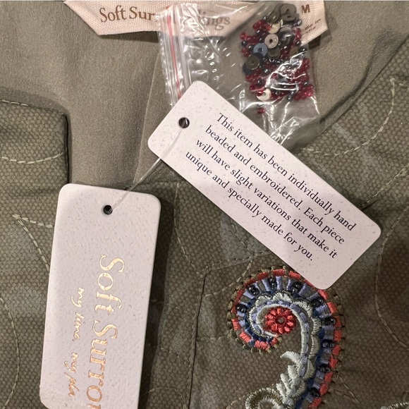 Soft Surroundings NWT D’oro Bolero Jacket in Olive Desert Beaded Embroidered, M - Picture 11 of 13